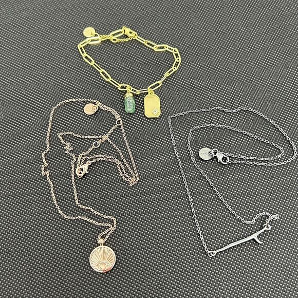 Pura Vida Bundle Rose Gold Gold Paper clip Necklace Bracelet Lot Bundle - Picture 1 of 13